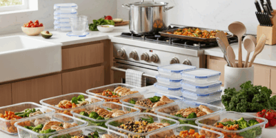 Batch cooking meal prep containers