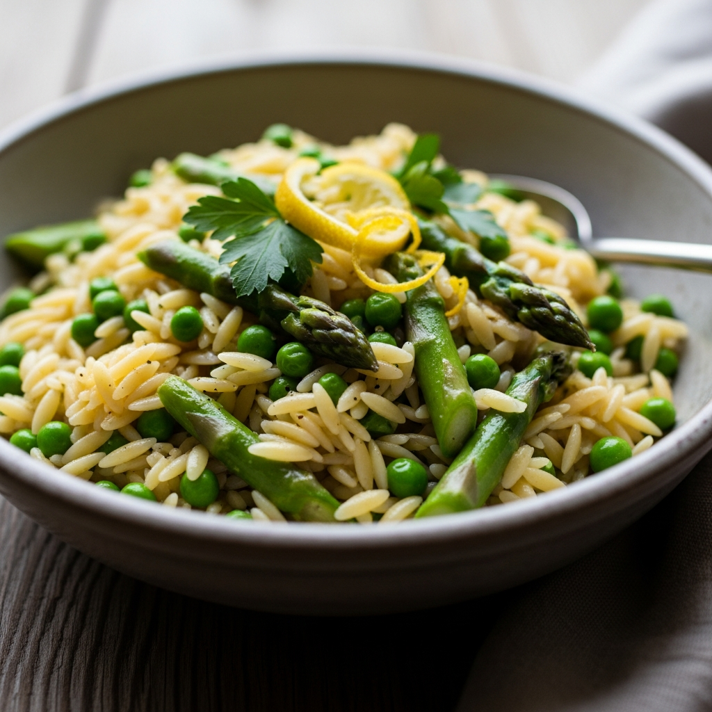 Lemony Spring Orzo with Peas, Asparagus, and Fresh Herbs
