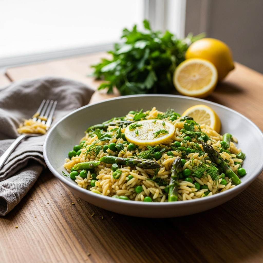 Lemony Spring Orzo with Peas, Asparagus, and Fresh Herbs